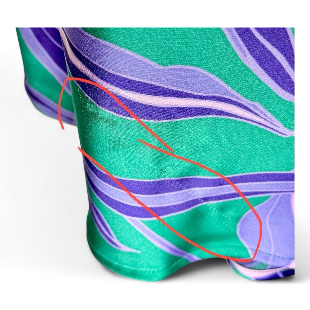 House of Harlow 1960 Satin Floral Maxi Dress Small Green Purple Slit Summer - Picture 14 of 14